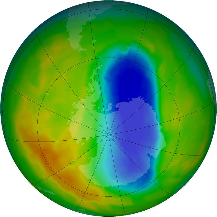 Antarctic ozone map for 30 October 2012
